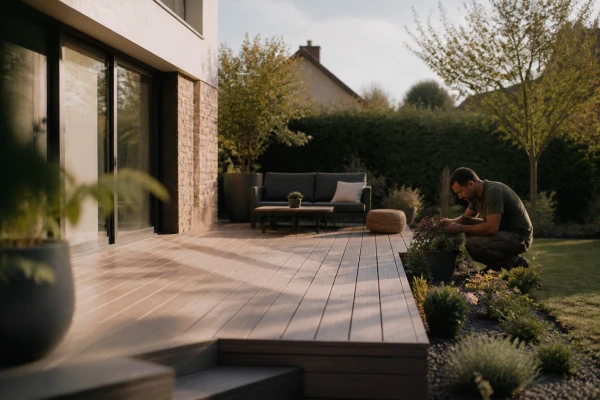 Aménagement terrasse bois composite extérieur Tournan-en-Brie